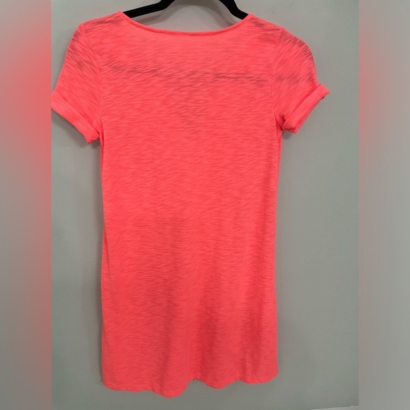Lilly Pulitzer Maisy Mini Dress Neon Coral Reef Sz XXS Slub Knit Tee 10 - Picture 6 of 8